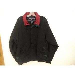 JANSPORT Vintage Black Full Zip 100% Nylon Windbreaker Jacket Mens Size XL